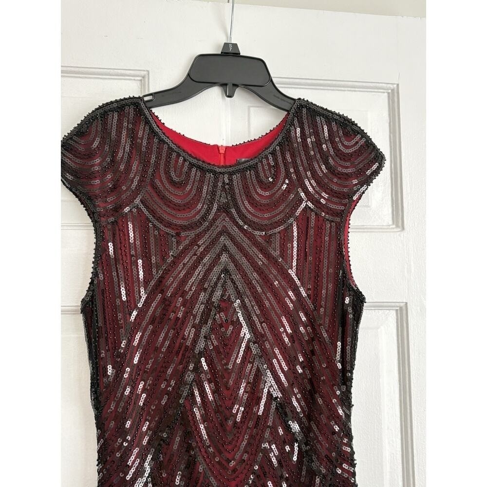 Classic‎ Flapper Style Red & Black Dress Art Deco Glam Old Hollywood | M